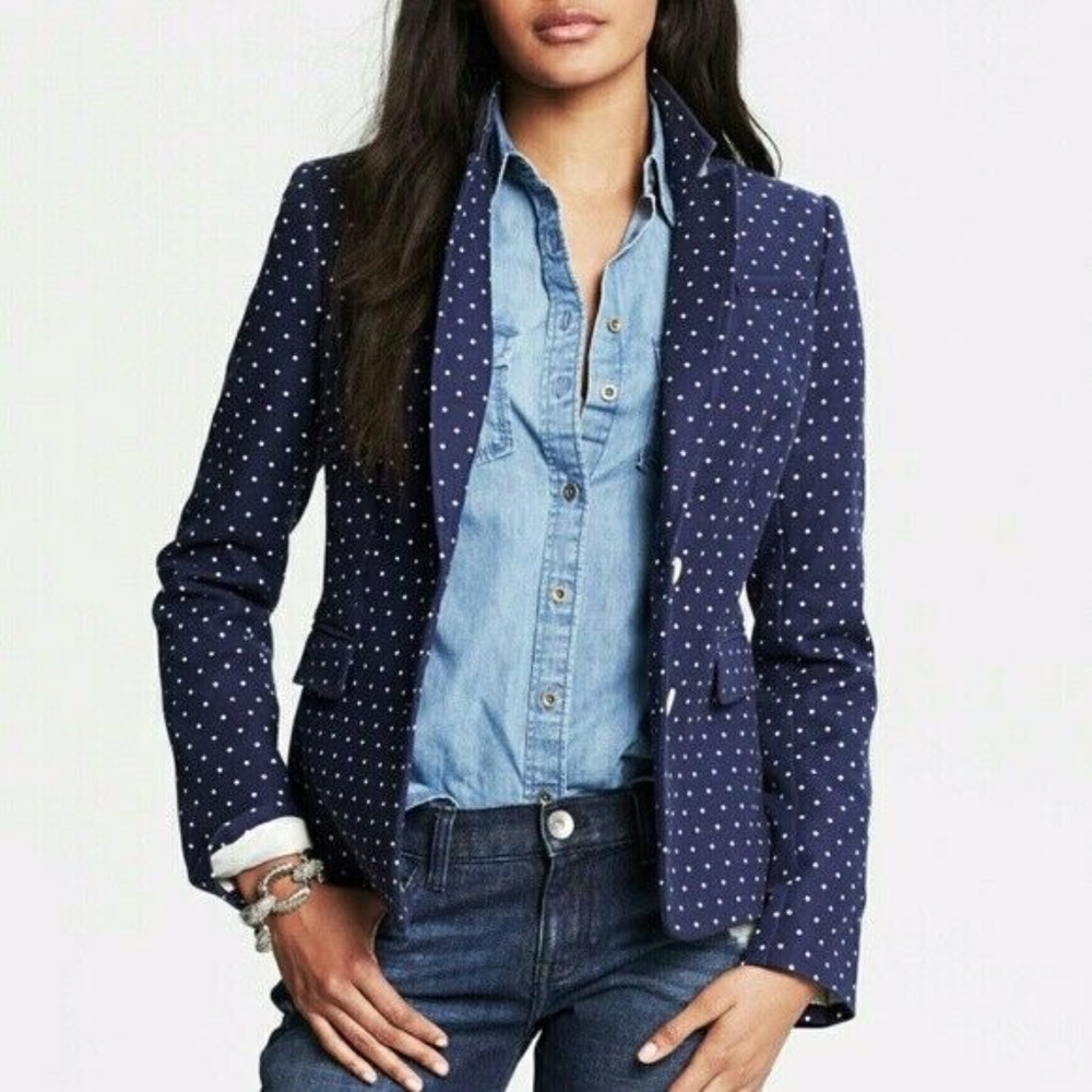 Banana Republic Navy Polka Dot Blazer | Size 6